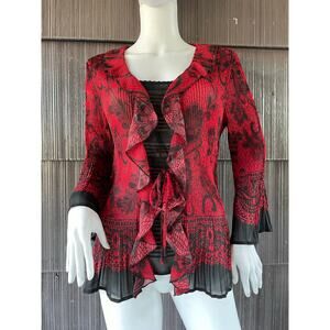 🔥Vintage Y2K Micro Pleat Floral Bell Sleeve Ruffled Top Blouse Whimsical Fairy